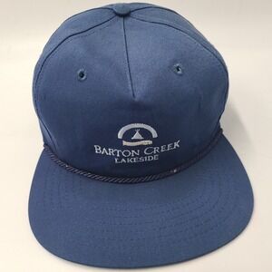 Vintage Barton Creek Lakeside Country Club Hat Strapback Texace Blue Golf Rope